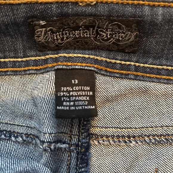 Imperial Star Distressed Flare Jeans in Dark Blue - Picture 2 of 6